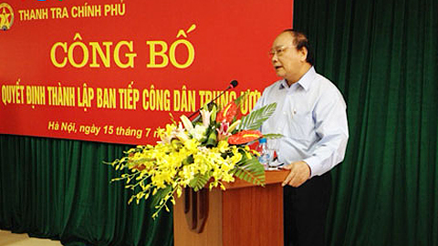 Phó Thủ tướng Nguyễn Xuân Phúc phát biểu tại Lễ công bố Quyết định thành lập Ban Tiếp công dân Trung ương