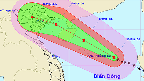 Vị trí và đường đi của cơn bão. Ảnh: nchmf.gov