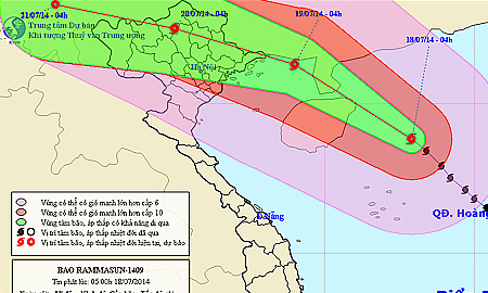 Vị trí và đường đi của cơn bão. Ảnh: nchmf.gov