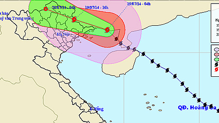 Vị trí và đường đi của cơn bão. Ảnh: nchmf.gov