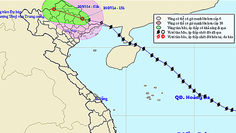 Vị trí và đường đi của bão số 2. Ảnh: nchmf.gov