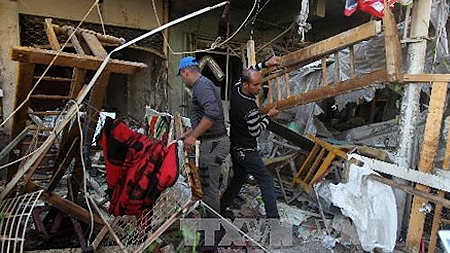 Hiện trường một vụ đánh bom ở Iraq.