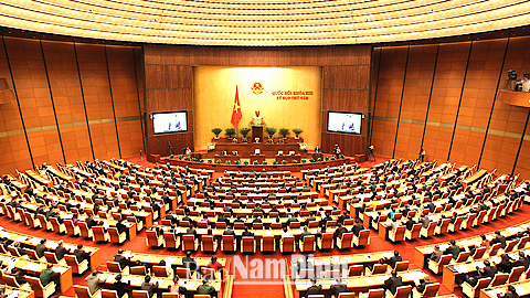 Toàn cảnh phiên khai mạc kỳ họp thứ tám, Quốc hội khóa XIII tại trụ sở Nhà Quốc hội mới, Ba Đình, Thủ đô Hà Nội. Ảnh: Đức Tám - TTXVN