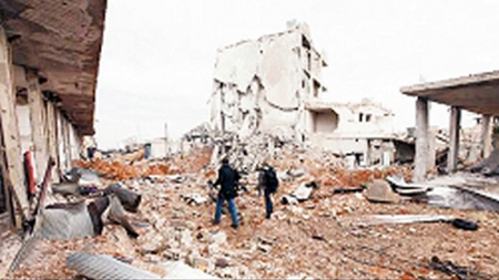  Quang cảnh thị trấn Cô-ba-ni sau khi lực lượng người Cuốc giành được từ tay IS. 