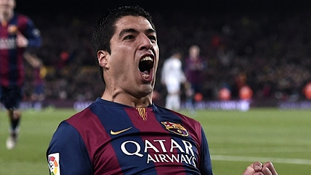  Luis Suárez - "người hùng" của Barcelona - ăn mừng sau bàn thắng ở đầu hiệp hai. (ảnh: Getty Images) 