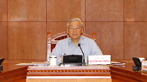 Tổng Bí thư Nguyễn Phú Trọng, Trưởng Ban Chỉ đạo Trung ương về phòng, chống tham nhũng chủ trì cuộc họp của Thường trực Ban Chỉ đạo.