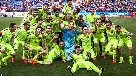  Barcelona vô địch La Liga 2014-2015. Ảnh AP 