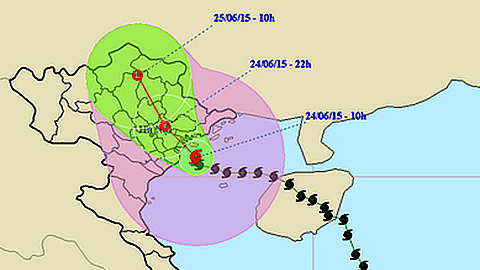 Vị trí và đường đi của cơn bão. Ảnh: TTKTTVTW