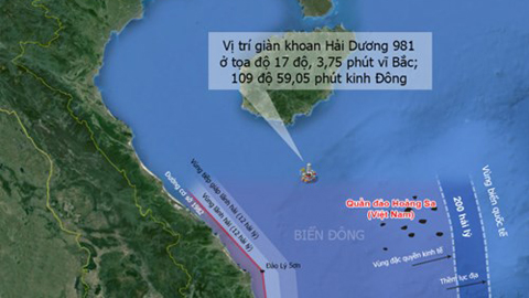 Vị trí giàn khoan Hải Dương 981 Đồ họa: V.Thái - V.Anh - T.Thiên