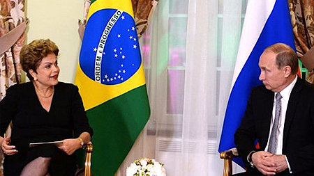 Tổng thống Brazil Rousseff (trái) và Tổng thống Nga Putin (ảnh: Sputnik)