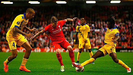 Liverpool (áo đỏ) bị Sion cầm hòa (Ảnh: Getty)