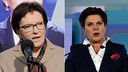 Thủ tướng Ewa Kopacz (trái) và ứng viên Beata Szydlo. 