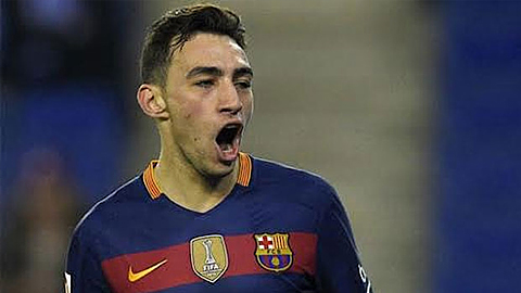 Munir El Haddadi lập cú đúp giúp Barca lọt vào vòng tứ kết Cúp Nhà vua. Ảnh: Reuters