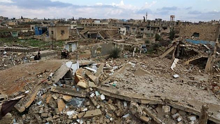 Các công trình tại Syria bị hư hỏng do giao tranh. (Ảnh: Reuters).