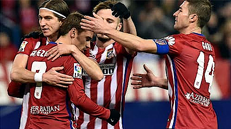 Atletico Madrid đang bám đuổi quyết liệt Barcelona trong cuộc đua tới ngôi vô địch La Liga mùa giải 2015-2016. Ảnh: Reuters