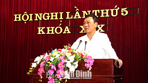 Đồng chí Đoàn Hồng Phong, Ủy viên BCH Trung ương Đảng, Bí thư Tỉnh ủy phát biểu kết luận hội nghị.