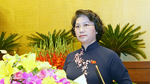 Chủ tịch Quốc hội Nguyễn Thị Kim Ngân đọc diễn văn bế mạc.