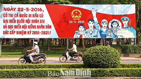 Đường Nguyễn Du, Thành phố Nam Định trang hoàng rực rỡ trong dịp bầu cử 