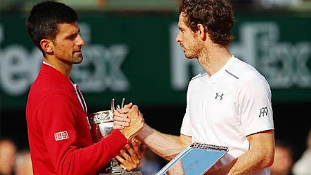 Hai cây vợt hàng đầu thế giới: N. Djokovic (trái) và A. Murray.