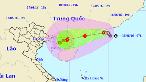 Hồi 19 giờ ngày 16-8, vị trí tâm áp thấp nhiệt đới ở vào khoảng 20,8 độ Vĩ Bắc; 108,7 độ Kinh Đông, trên khu vực phía Bắc vịnh Bắc Bộ. Sức gió mạnh nhất ở vùng gần tâm áp thấp nhiệt đới mạnh cấp 6 (40-50km/giờ), giật cấp 7-9.