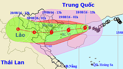 Vị trí và hướng di chuyển của bão số 3. 