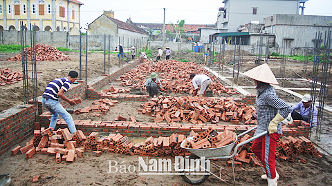 Thi công Trạm Y tế Thị trấn Quất Lâm.