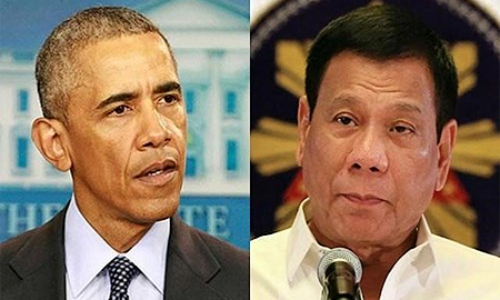 Tổng thống Mỹ Barack Obama và người đồng cấp Philippines Rodrigo Duterte. Ảnh: GMA.