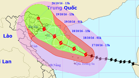 Vị trí và hướng di chuyển của cơn bão số 7. Ảnh: TTKTTVTW