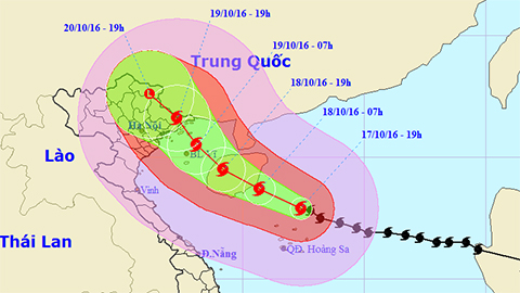 Vị trí và hướng di chuyển của cơn bão số 7. Ảnh: TTKTTVTW