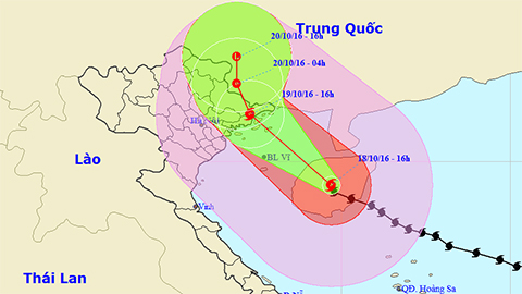 Vị trí và hướng di chuyển của cơn bão số 7. Ảnh: TTKTTVTW