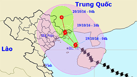 Vị trí và hướng di chuyển của cơn bão số 7. Ảnh: TTKTTVTW