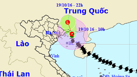Vị trí và hướng di chuyển của áp thấp nhiệt đới. Ảnh: TTKTTVTW