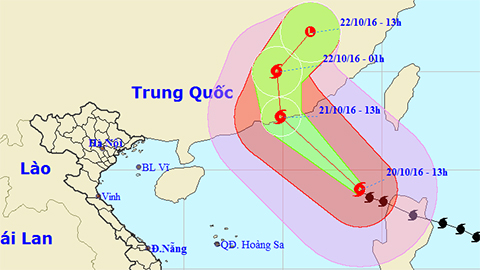 Vị trí và hướng di chuyển của cơn bão số 8. Ảnh: TTKTTVTW