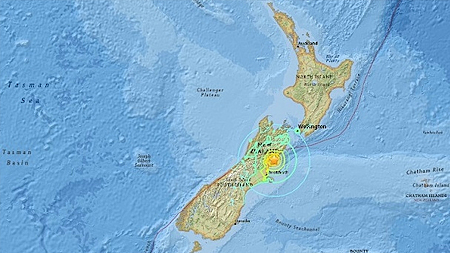 Động đất xảy ra cách TP Christchurch khoảng 91 km về phía bắc - đông bắc. (Nguồn: CNN)