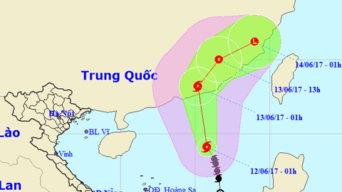 Vị trí và hướng di chuyển của cơn bão số 1. Ảnh: TTKTTVTW