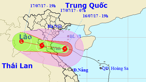 Vị trí và hướng di chuyển của áp thấp nhiệt đới. Ảnh: TTKTTVTW