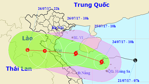 Vị trí và hướng di chuyển của cơn bão số 4. Ảnh: TTKTTVTW