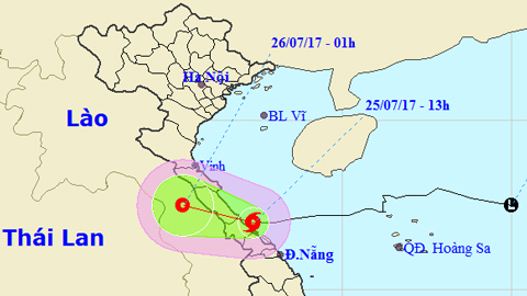 Vị trí và hướng di chuyển của cơn bão số 4. Ảnh: TTKTTVTW