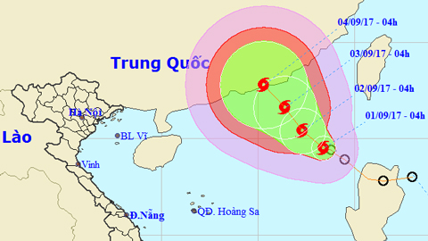 Vị trí và hướng di chuyển của cơn bão số 8. Ảnh: TTKTTVTW