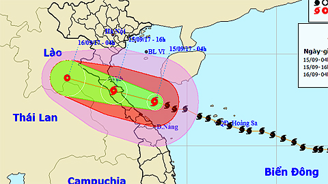 Vị trí và hướng di chuyển của cơn bão số 10. (Nguồn: nchmf.gov.vn)