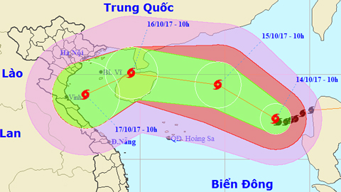 Vị trí và đường đi của bão số 11. Ảnh: TTKTTVTW
