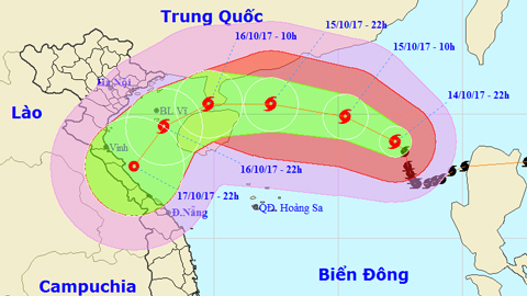 Vị trí và đường đi của bão số 11. Ảnh: TTKTTVTW