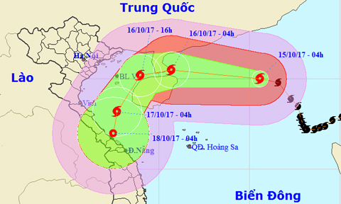 Vị trí và đường đi của bão số 11. Ảnh: TTKTTVTW