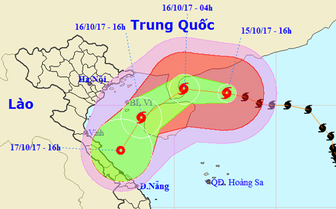 Vị trí và đường đi của bão số 11. Ảnh: TTKTTVTW