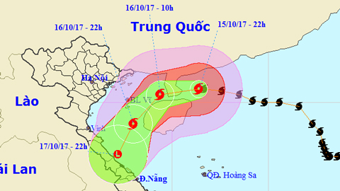 Vị trí và đường đi của bão số 11. Ảnh: TTKTTVTW