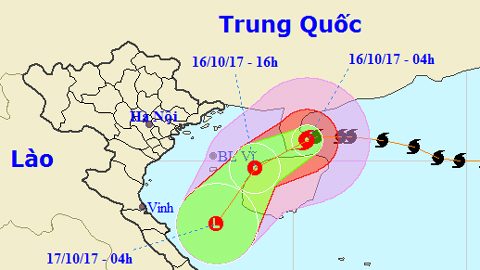 Vị trí và hướng di chuyển của cơn bão số 11. Ảnh: TTKTTVTW