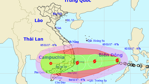Vị trí và hướng di chuyển của áp thấp nhiệt đới. Ảnh: TTKTTVTW