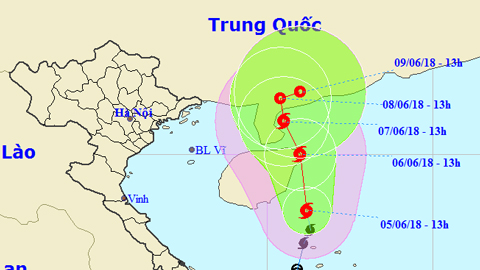 Vị trí và hướng di chuyển của cơn bão số 2. Ảnh: TTKTTVTW