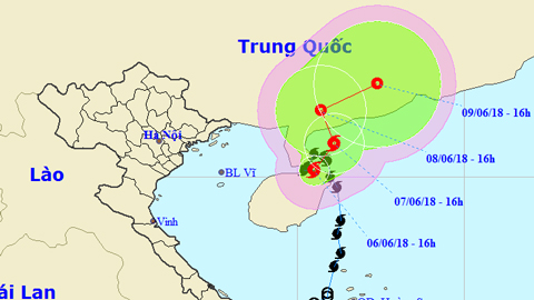 Vị trí và hướng di chuyển của cơn bão số 2. Ảnh: TTKTTVTW