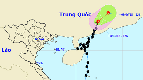 Vị trí và hướng di chuyển của áp thấp nhiệt đới. Ảnh: TTKTTVTW